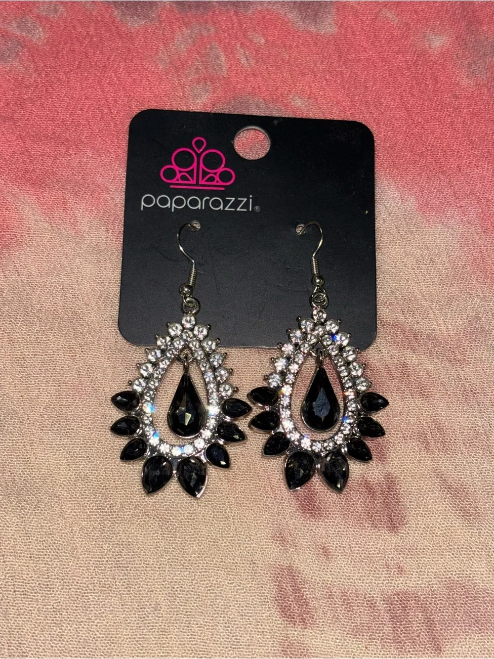 paparazzi Black Teardrop Sparkle Dangle Earrings